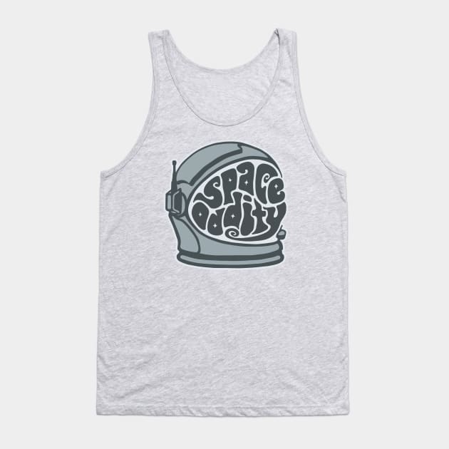 Space Oddity Astronaut Helmet Word Art Tank Top by Slightly Unhinged